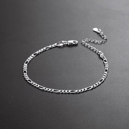 Sterling Silver Figaro Chain Link Bracelet for