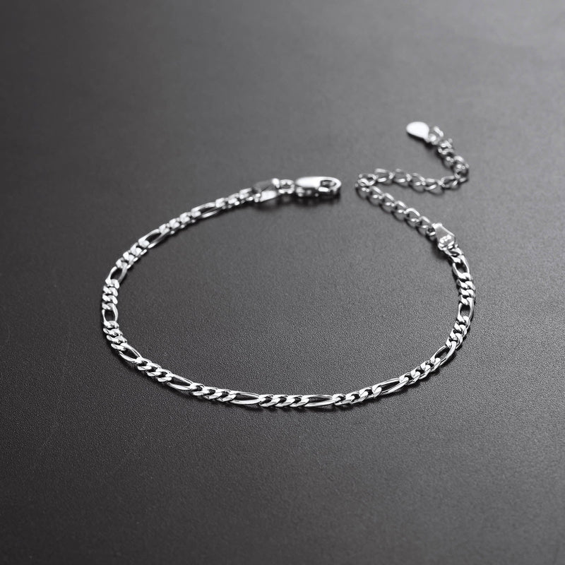 Sterling Silver Figaro Chain Link Bracelet for