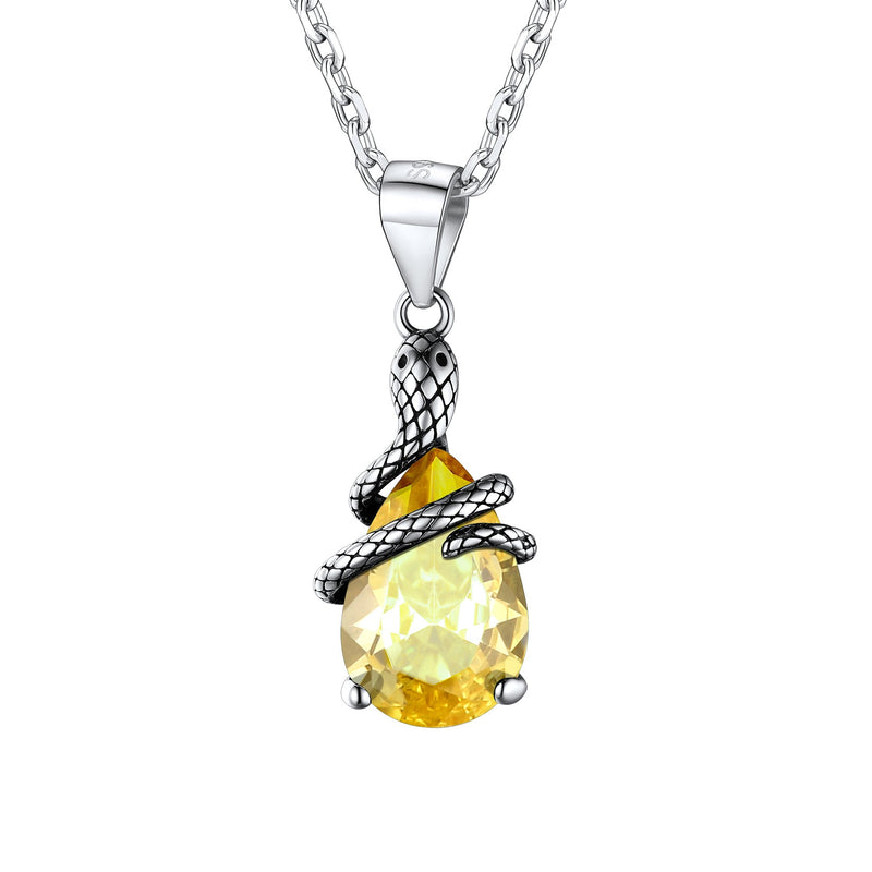 Crystal Snake Wrap Clear Quartz Birthstone Necklace