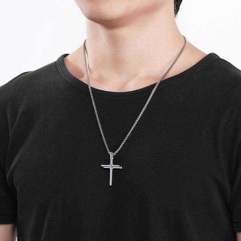 Christian Nail Cross Pendant Necklace for