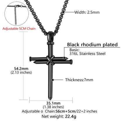 Christian Nail Cross Pendant Necklace for