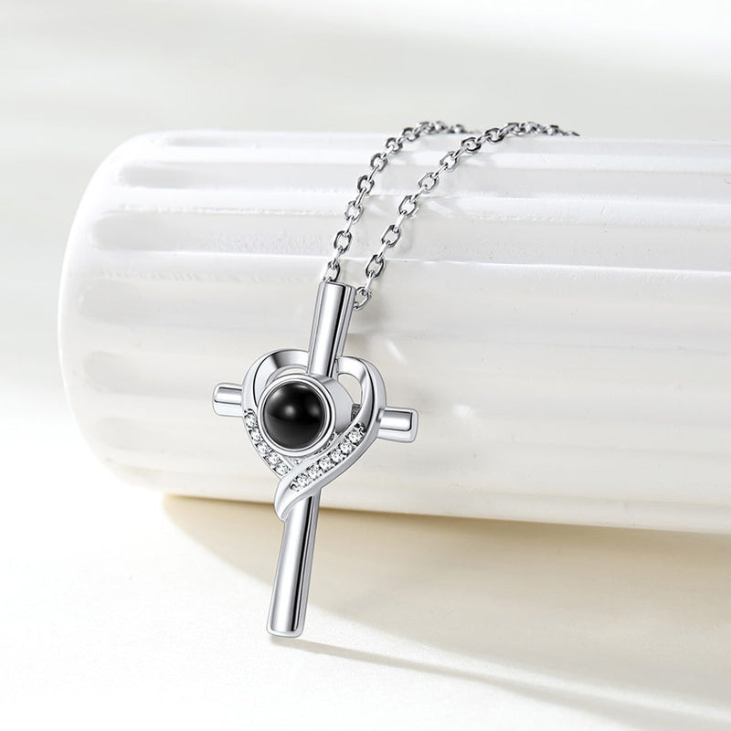 Personalized Projection Photo Cross Necklace for Mom