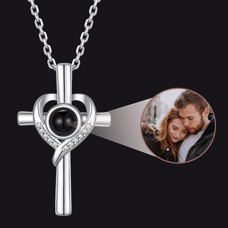Personalized Projection Photo Cross Necklace for Mom