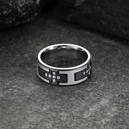 Cross Rings 5a+ Cubic Zirconia Stainless Steel Band Ring
