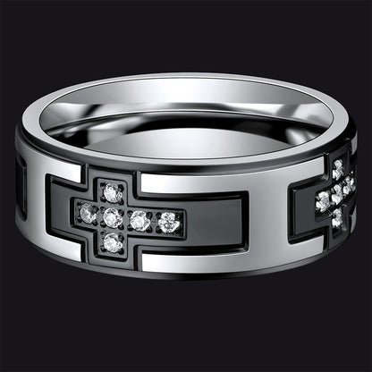 Cross Rings 5a+ Cubic Zirconia Stainless Steel Band Ring