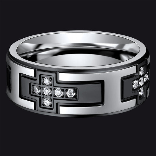 Cross Rings 5a+ Cubic Zirconia Stainless Steel Band Ring