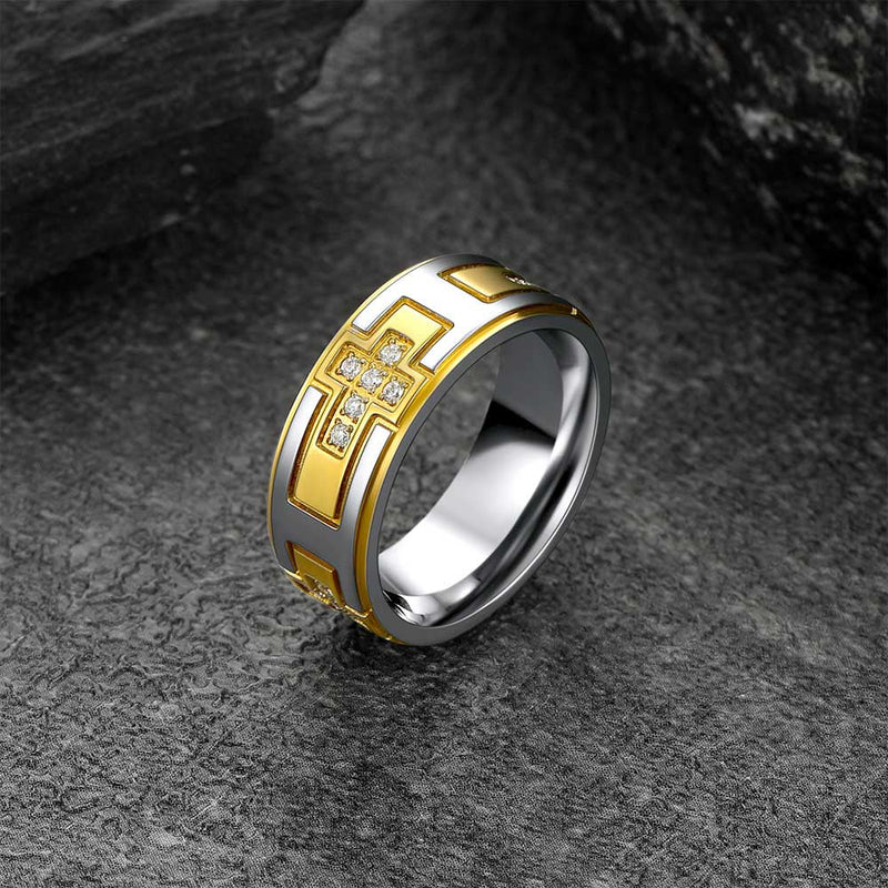 Cross Rings 5a+ Cubic Zirconia Stainless Steel Band Ring