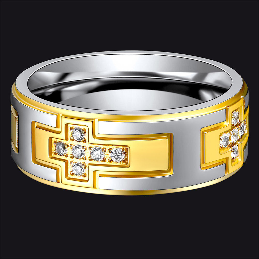 Cross Rings 5a+ Cubic Zirconia Stainless Steel Band Ring