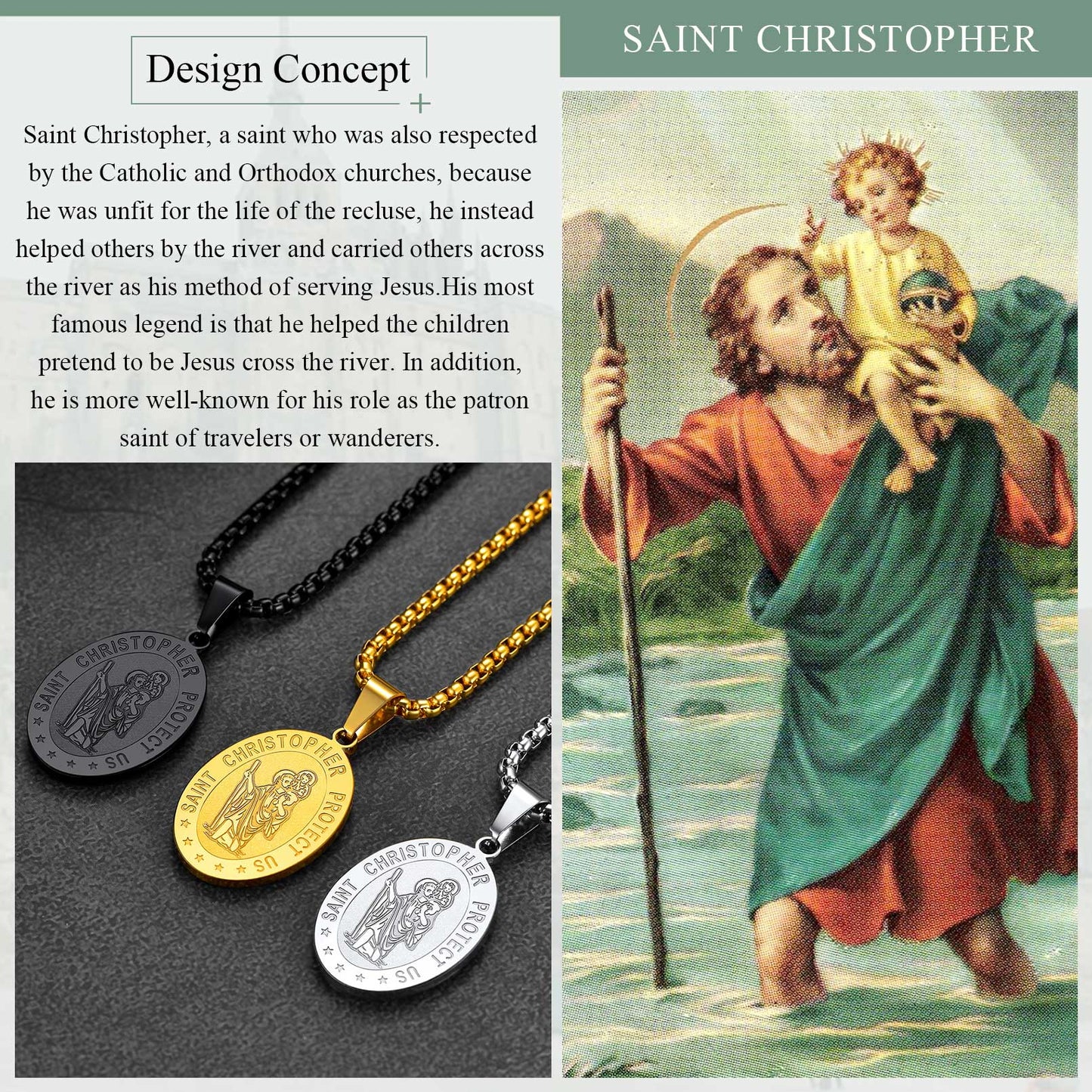 Personalized Saint Christopher Picture Necklace for