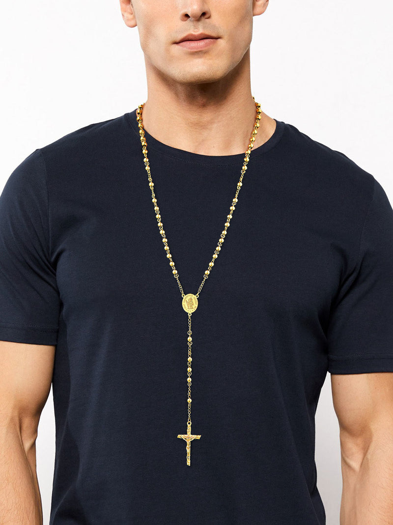 Rosary Beads Cross Necklace of Saint Christopher