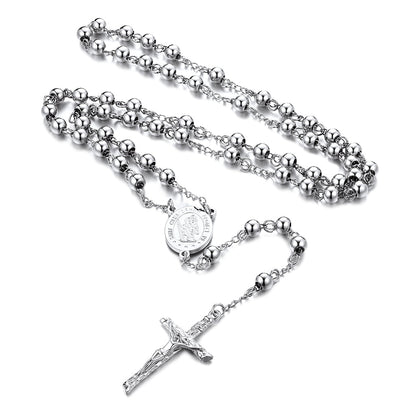 Rosary Beads Cross Necklace of Saint Christopher