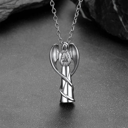 Virgin Mary Angel Wings Urn Cremation Pendant Necklace for Ashes