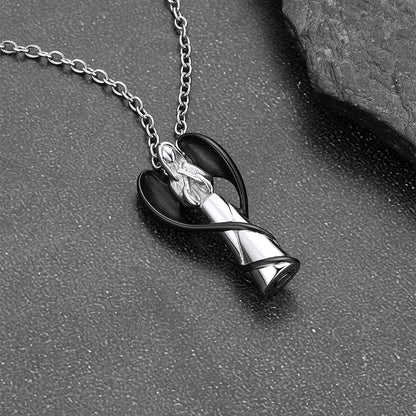Virgin Mary Angel Wings Urn Cremation Pendant Necklace for Ashes