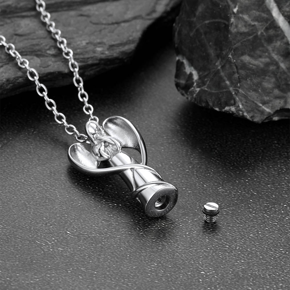 Virgin Mary Angel Wings Urn Cremation Pendant Necklace for Ashes