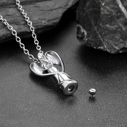Virgin Mary Angel Wings Urn Cremation Pendant Necklace for Ashes