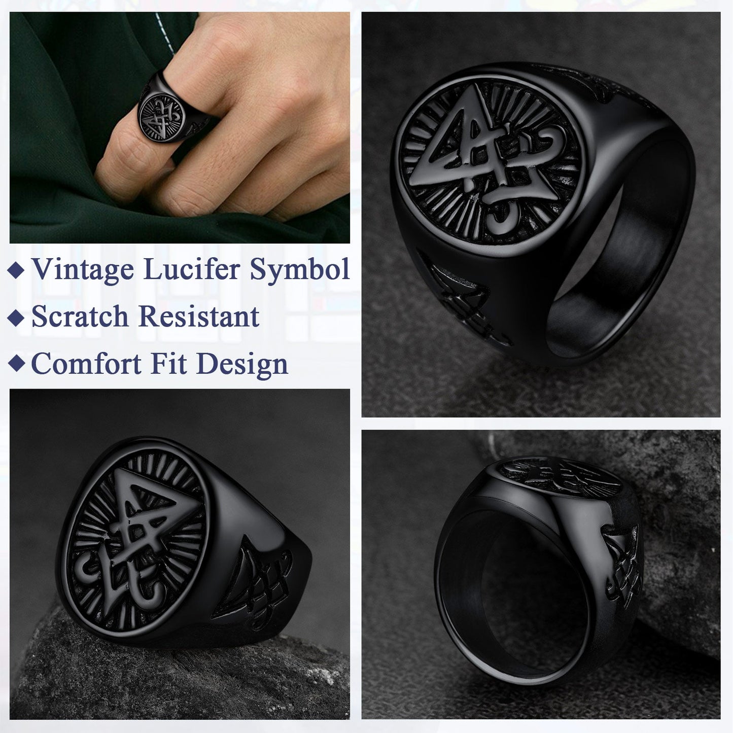 Satan Leviathan Cross Lucifer Signet Ring for