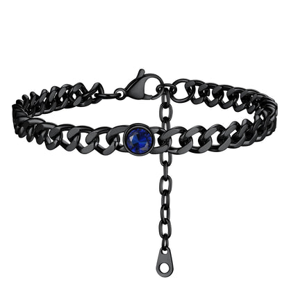 Personalized Birthstone Cuban Link Anklet for