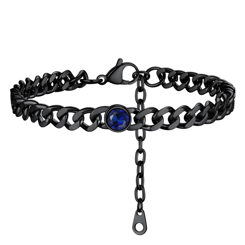 Personalized Birthstone Cuban Link Anklet for