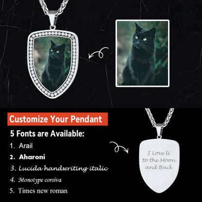 Personalized Shield Picture Necklace Pendant With Cz for