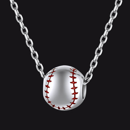 Sterling Silver Baseball Pendant Necklace for