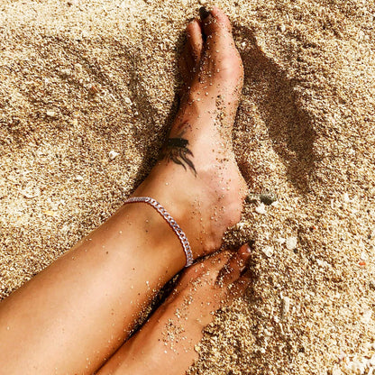 3mm Sterling Silver Cuaba Chain Anklet for