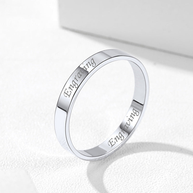 925 Sterling Silver Custom Simple Band Ring for Couple , 3mm/5mm