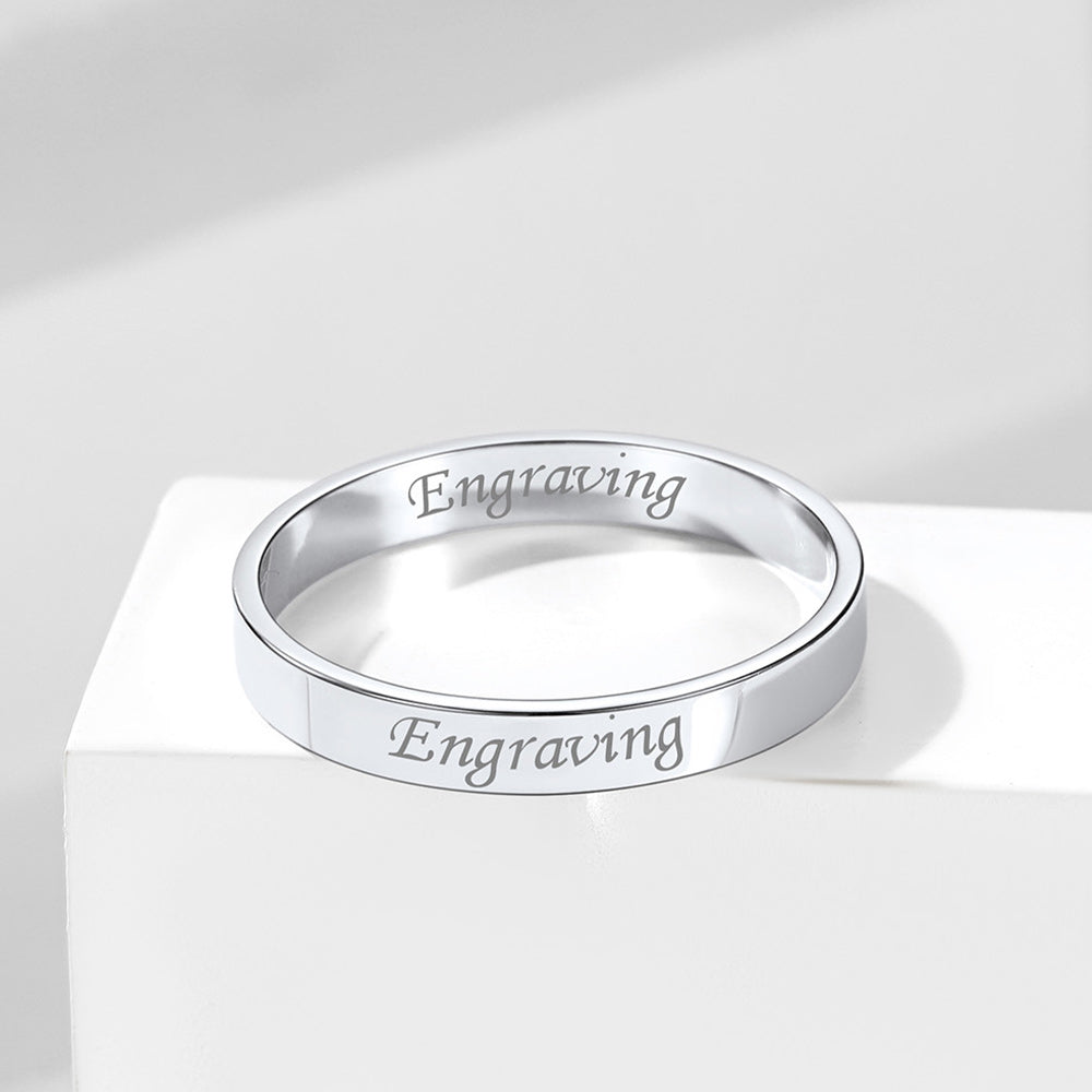 925 Sterling Silver Custom Simple Band Ring for Couple , 3mm/5mm