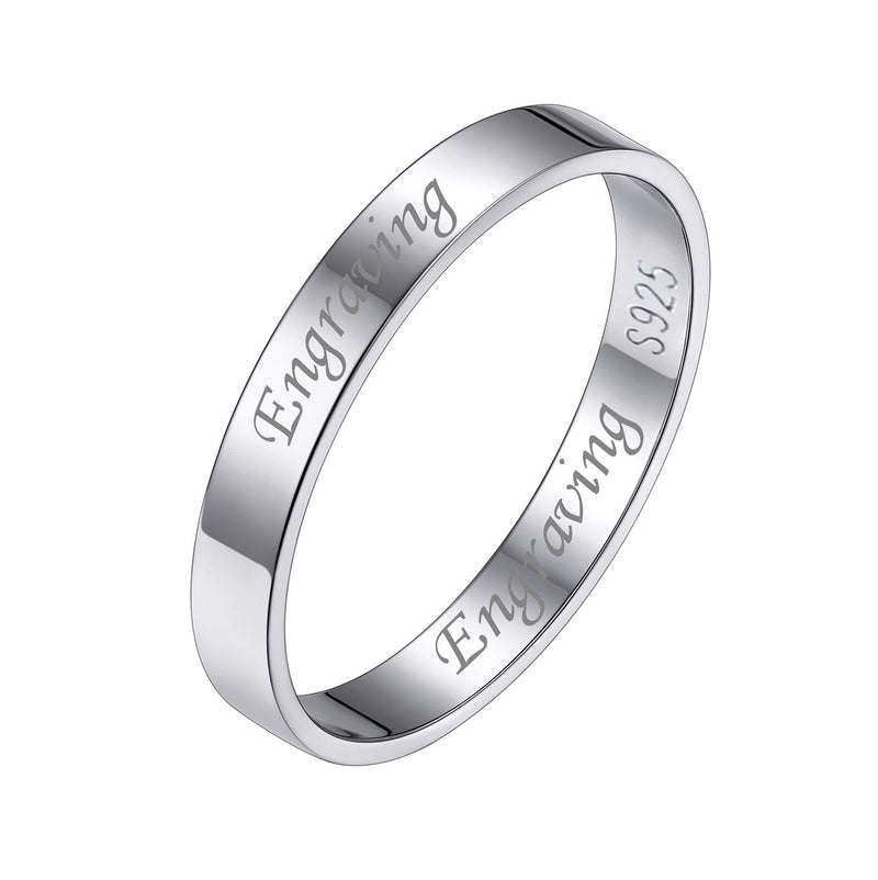 925 Sterling Silver Custom Simple Band Ring for Couple , 3mm/5mm