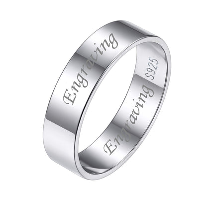 925 Sterling Silver Custom Simple Band Ring for Couple , 3mm/5mm