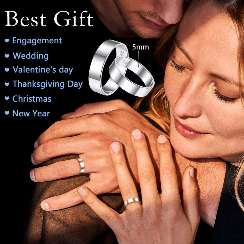 925 Sterling Silver Custom Simple Band Ring for Couple , 3mm/5mm