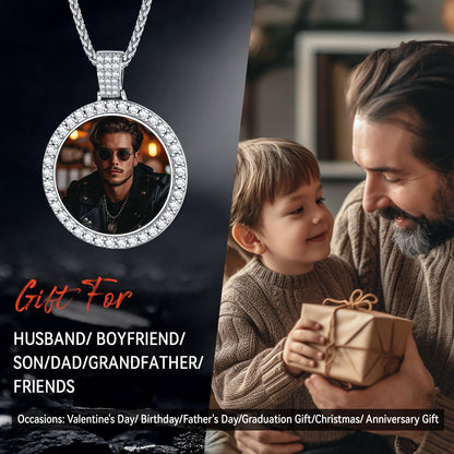 Sterling Silver Customized Cz Picture Necklace Memorial Pendant for