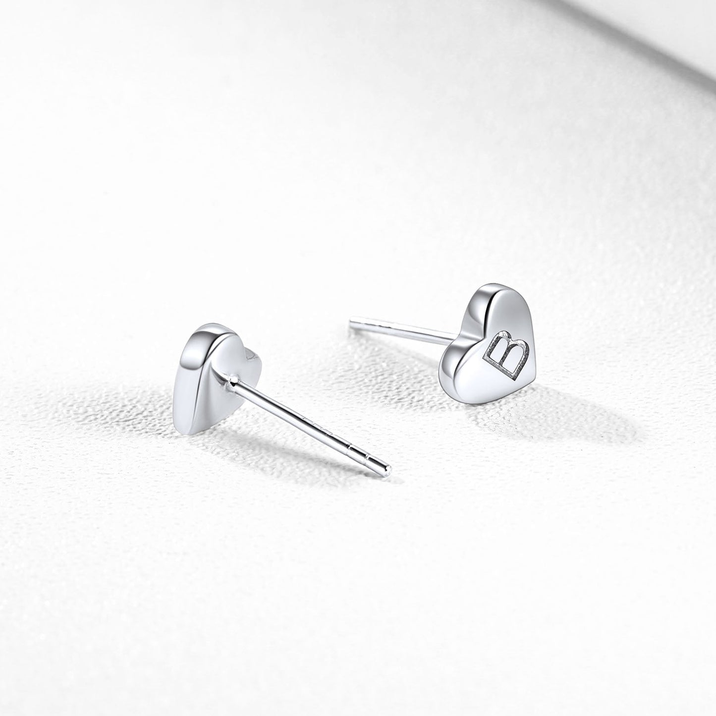 Sterling Silver Heart Initial Letter Stud Earrings for Girl Baby