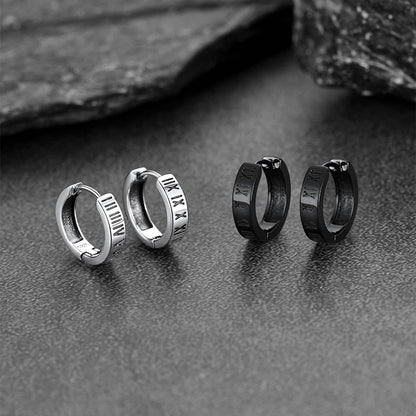 Roman Numerals Hoop Huggie Earrings for
