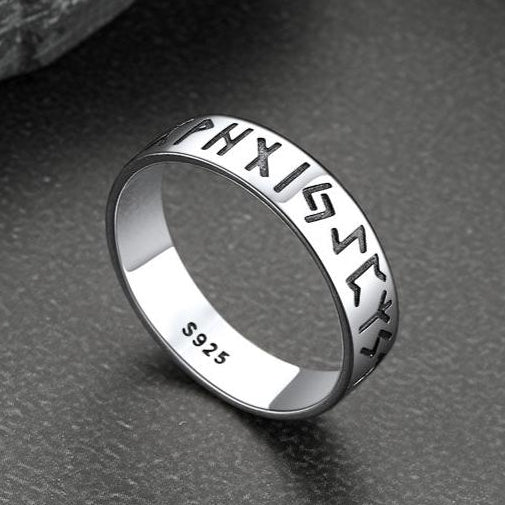 Sterling Silver Norse Viking Runes Ring for