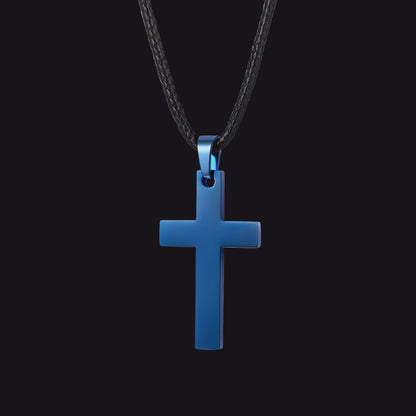 Simple Cross Braided Leather Pendant Necklace for Christian
