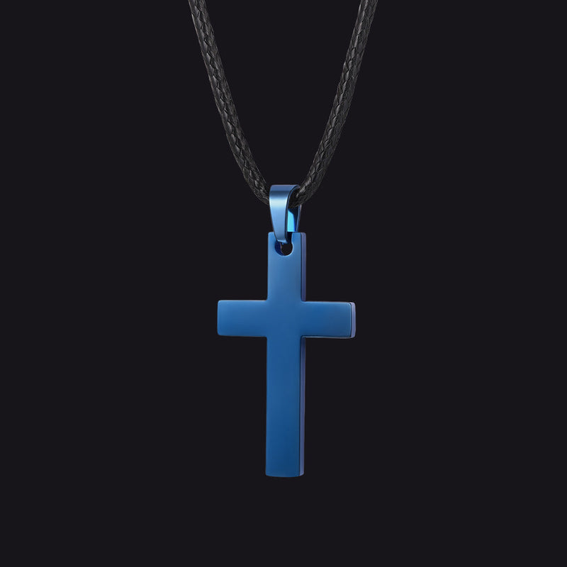 Simple Cross Braided Leather Pendant Necklace for Christian