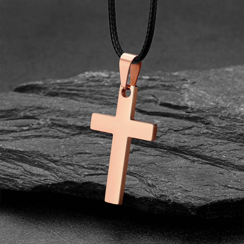 Simple Cross Braided Leather Pendant Necklace for Christian