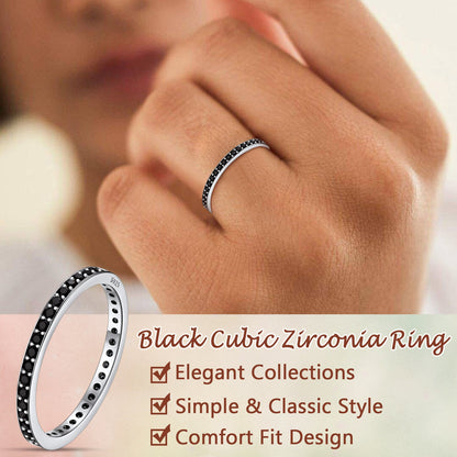 S925 Silver Simple Cubic Zirconia Band Ring Couple Bff Gift