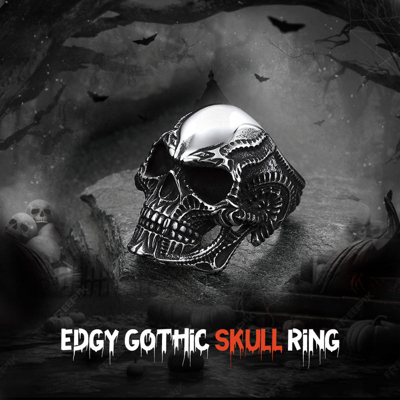 Biker Gothic Skull Ring for in Stainless Steel
