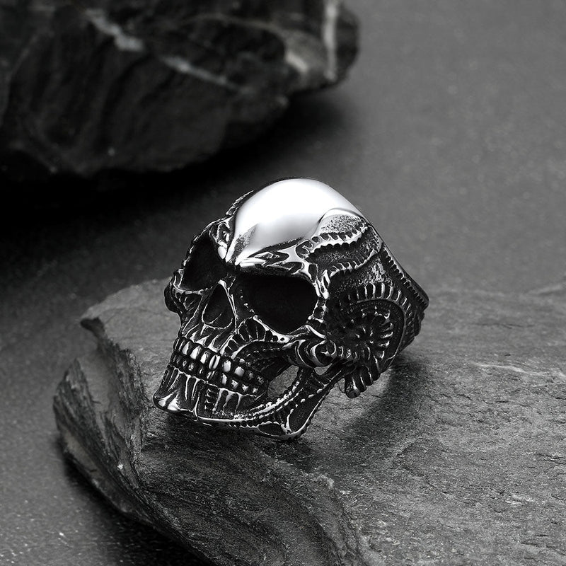 Biker Gothic Skull Ring for in Stainless Steel