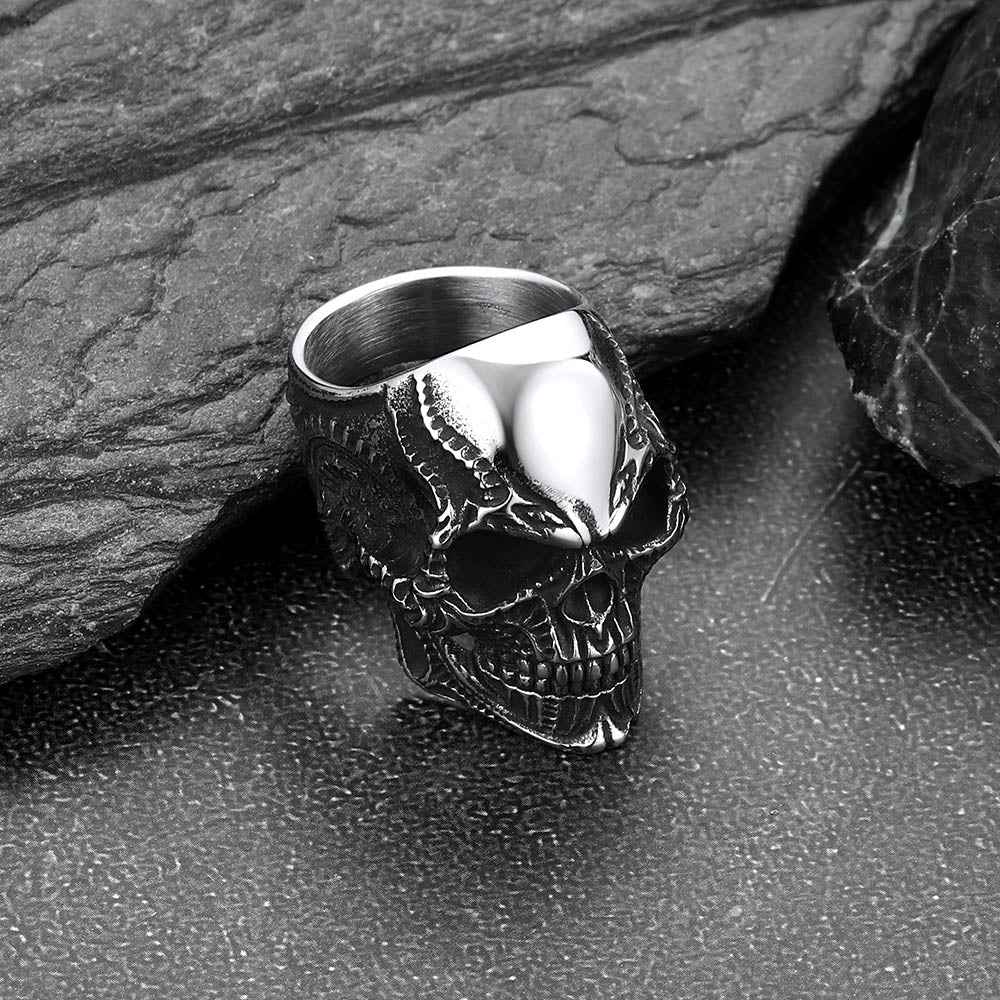 Biker Gothic Skull Ring for in Stainless Steel