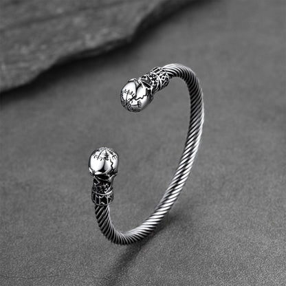 Viking Skull Cuff Bracelet Adjustable Bangle for