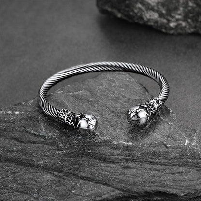 Viking Skull Cuff Bracelet Adjustable Bangle for
