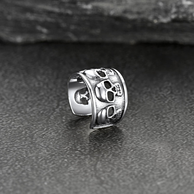 Sterling Silver Skull Ear Cuff Earrings Non-piercing for