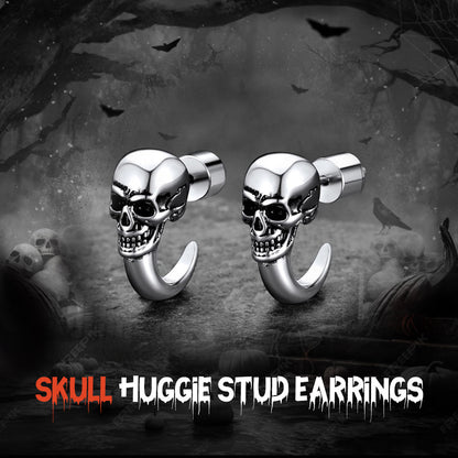 Gothic Skull Huggie Half-circle Stud Earrings Jewelry for
