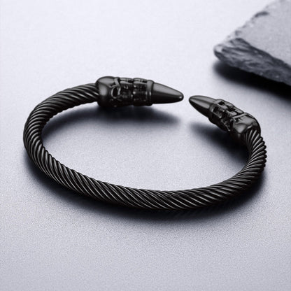 Gothic Punk Skull Open Cuff Bangle Bracelet for