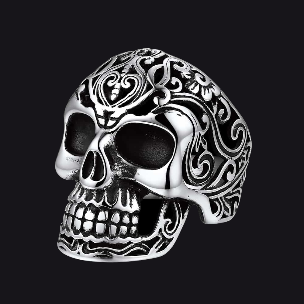 Gothic Skull Hollow Sugar Stainless Steel Ring for