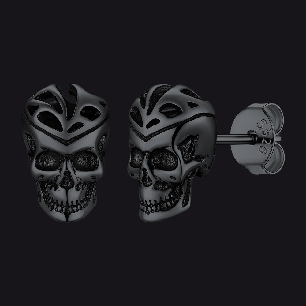 Gothic Celtic Knot Skull Stud Earrings for