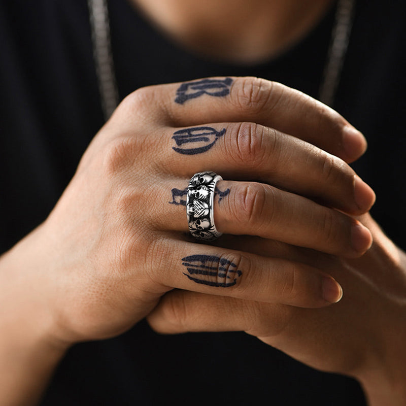 See No Evil, Hear No Evil, Speak No Evil Skulls Ring for