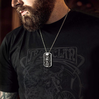 See No Evil, Hear No Evil, Speak No Evil Skulls Dog Tag Necklace for